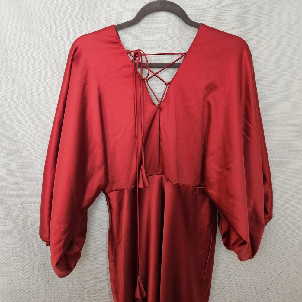 Sachin & Babi Anthropologie Midi Dress Womens 10 Satin Balloon Sleeve Romantic - Picture 6 of 13